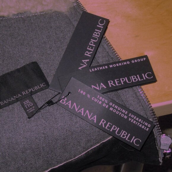 Banana Republic Size  XXL Genuine Fur Shearling Squadron Flight Jacket New w Tag - Picture 11 of 12